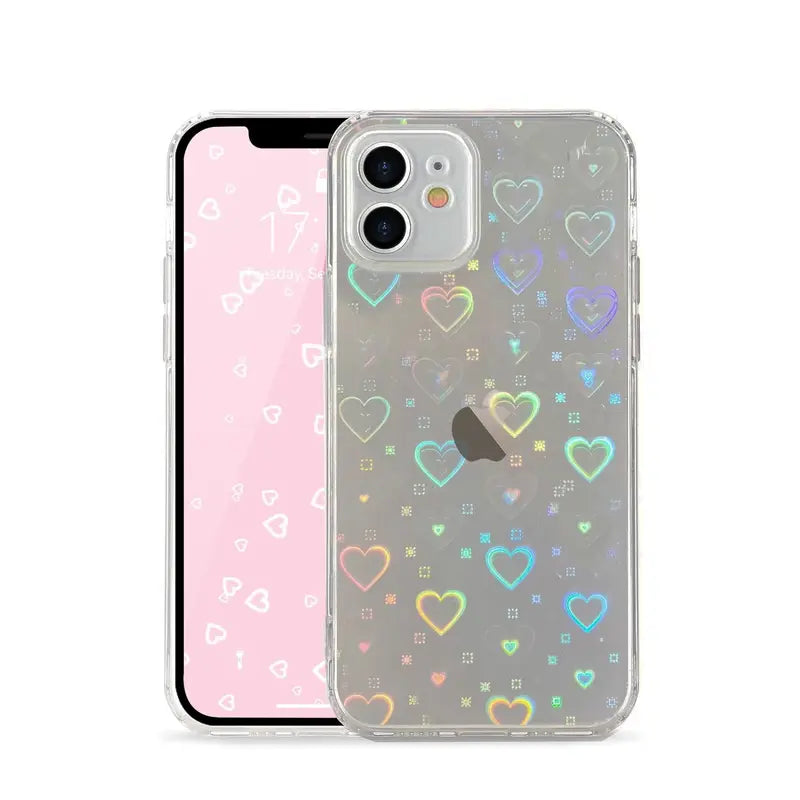 Coque paillettes Coeur - Transparent